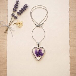 Pendentif cœur "Fleur d'Ametyst"