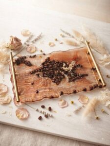 Le plateau  » Café or » - Décoration artisanale en résine faite main en France