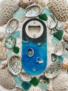 Décapsuleur plat  » mer » - Décoration artisanale en résine faite main en France